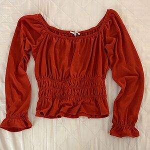 Iris Red Smocked Blouse